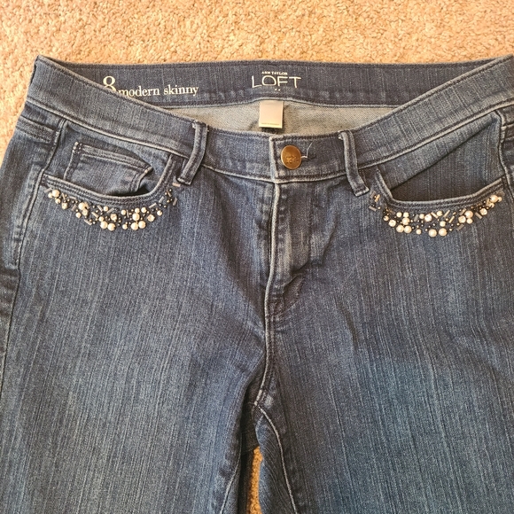 LOFT Denim - Ann Taylor Loft Modern Skinny Beaded Pocket Size 8 Jeans